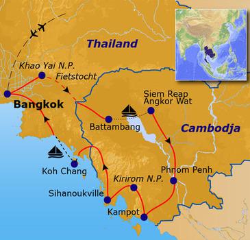 route kaart cambodja